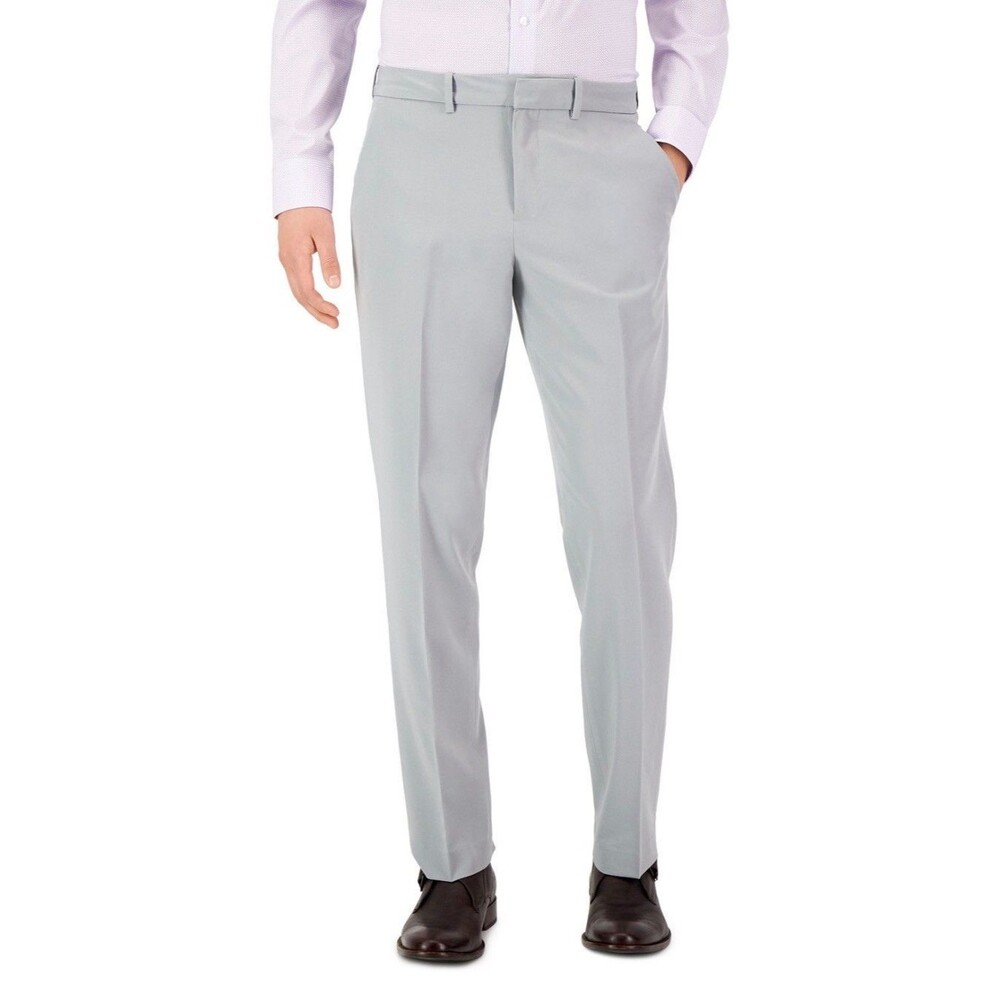 $95 PERRY ELLIS MENS 40X30 CHISELED STONE GRAY SOFT TROUSERS DRESS PANTS SLACKS